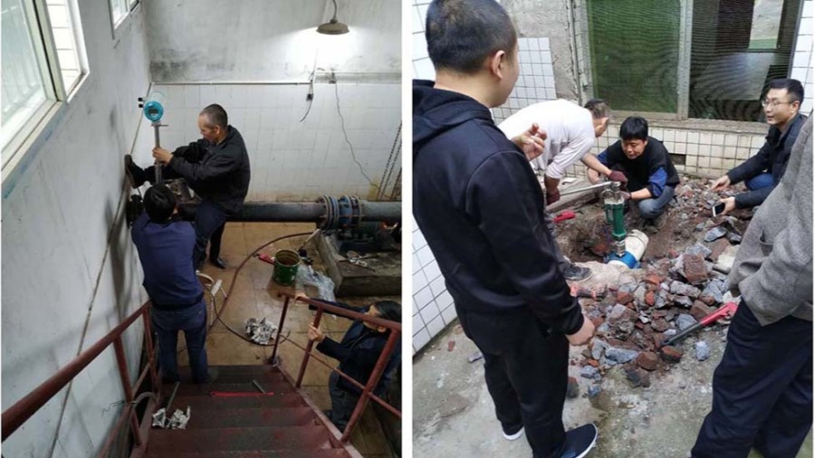 璧山區水利（lì）局插入式電磁流量計安裝現場